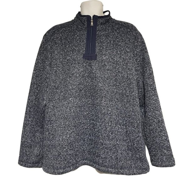 Orvis Mens XL Half-Zip Pullover Sweater Sherpa-Lined  Gray & White‎ - Picture 1 of 11
